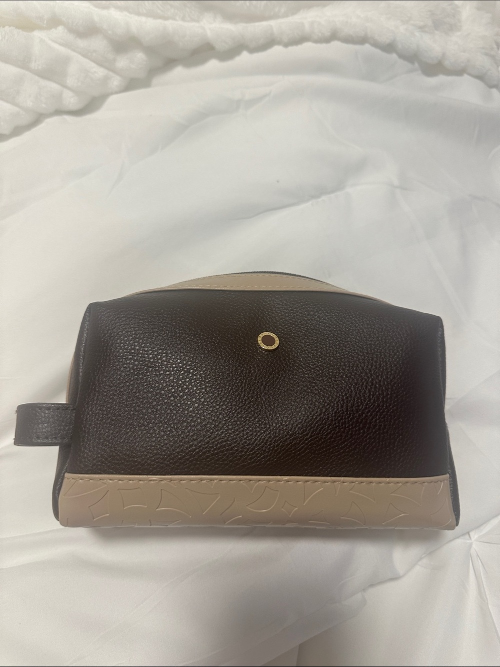 Bulgari Brown and Taupe Two-Tone Leather Toiletry Bag